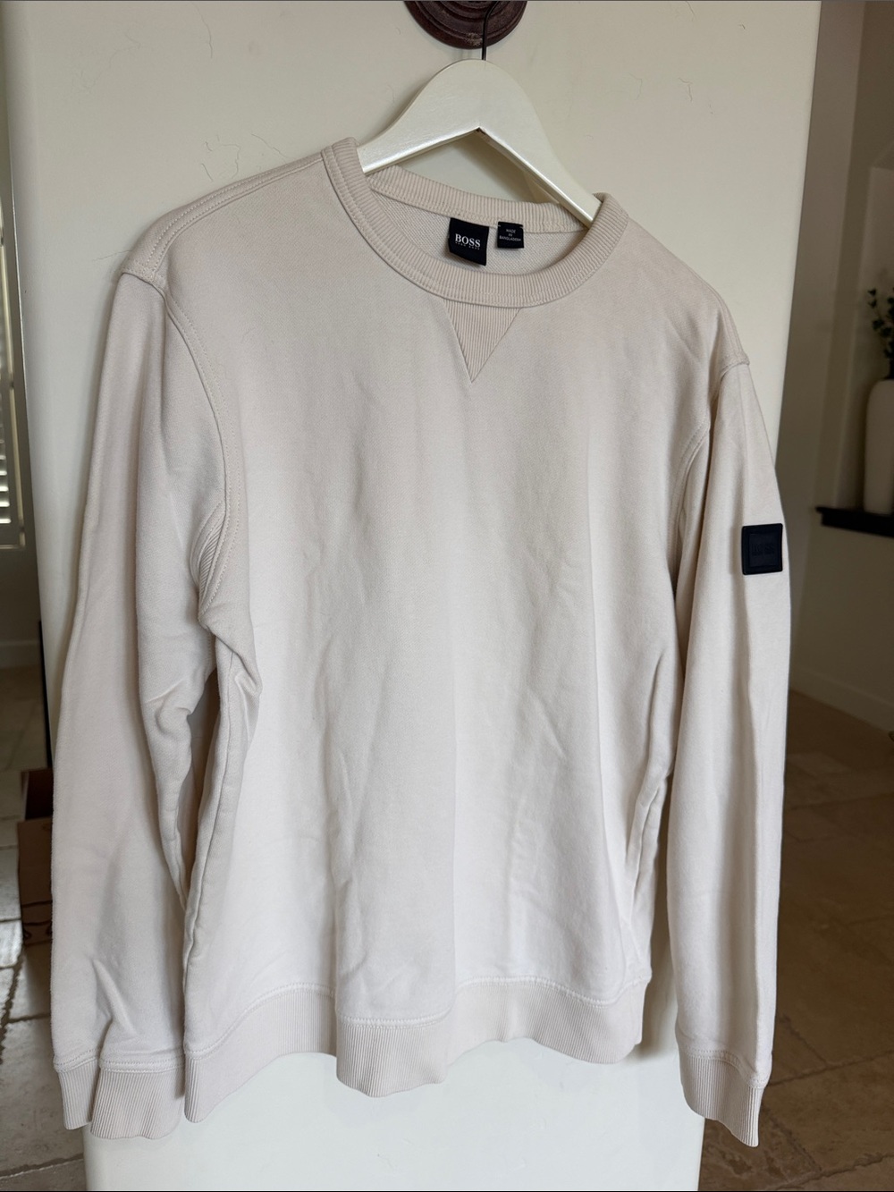 BOSS Hugo Boss Light Beige Crew-Neck Sweatshirt
